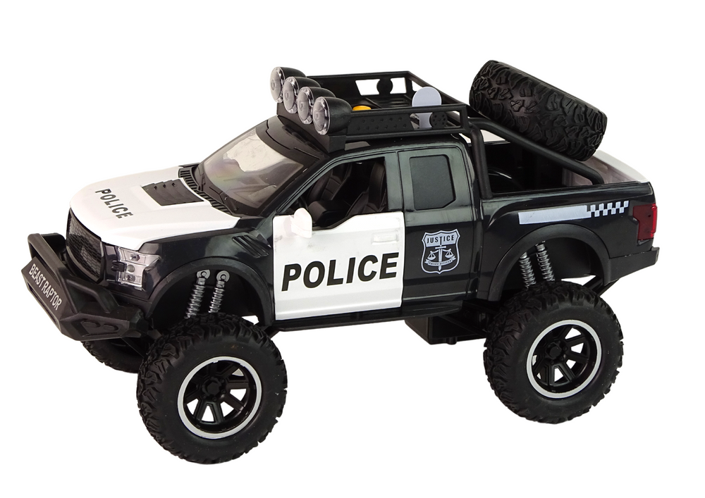 Veículo Todo-o-Terreno Raptor Polícia com Porta de Abrir Som e Luz