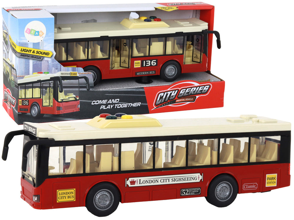 Autocarro Urbano a Pilhas com Luzes e Sons Vermelho 1:16