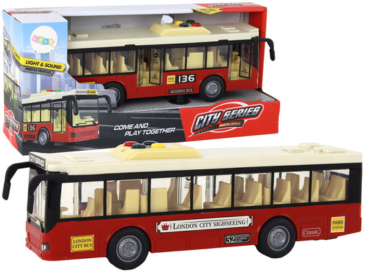 Autocarro Urbano a Pilhas com Luzes e Sons Vermelho 1:16