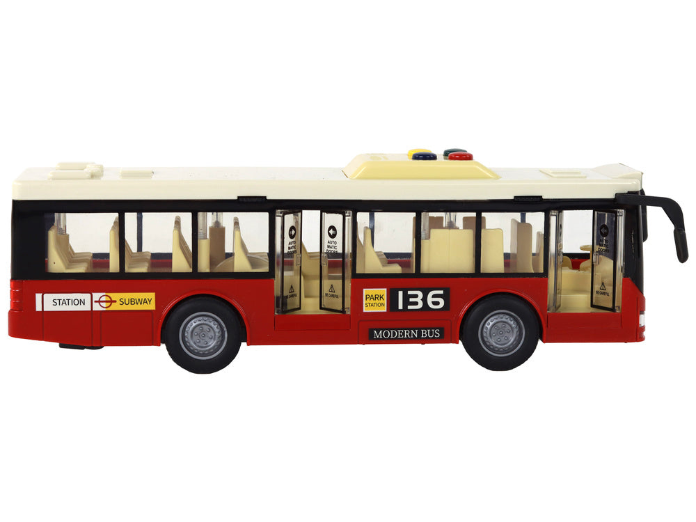Autocarro Urbano a Pilhas com Luzes e Sons Vermelho 1:16