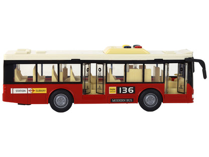 Autocarro Urbano a Pilhas com Luzes e Sons Vermelho 1:16