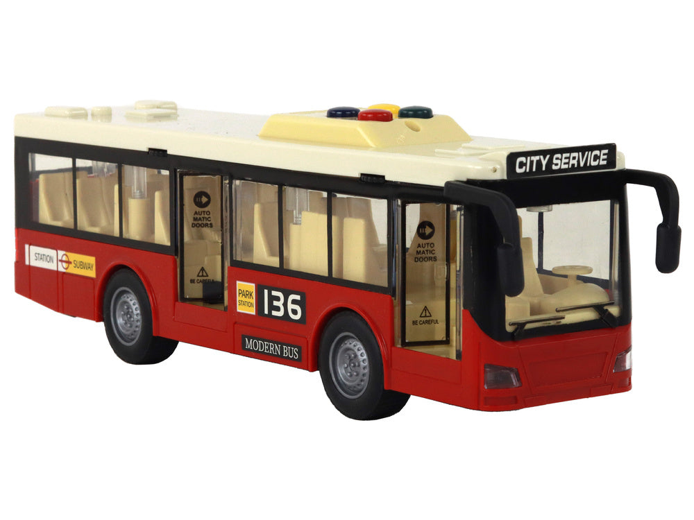 Autocarro Urbano a Pilhas com Luzes e Sons Vermelho 1:16