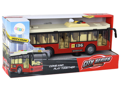 Autocarro Urbano a Pilhas com Luzes e Sons Vermelho 1:16