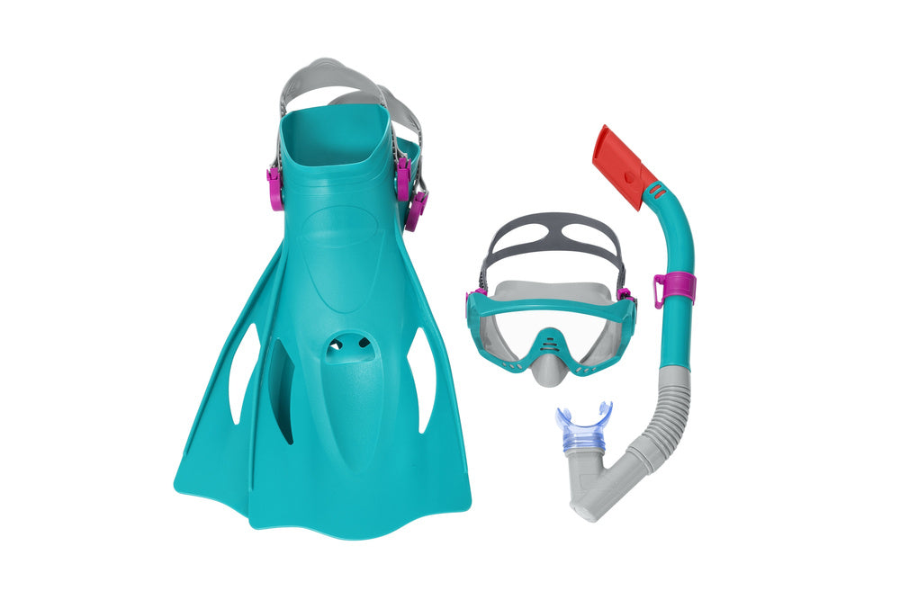Conjunto de Mergulho Máscara Snorkel e Barbatanas Azul Bestway 25020