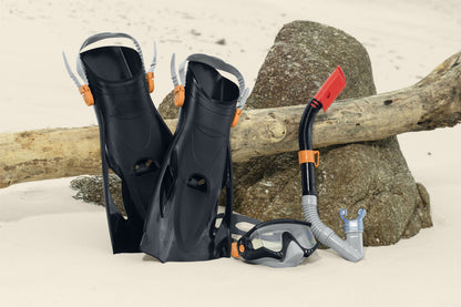 Conjunto de Mergulho Máscara Snorkel e Barbatanas Preto Bestway 25020