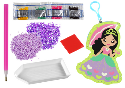 Conjunto DIY de Missangas com Porta-chaves Princesa de Bolso