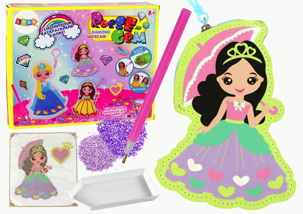 Conjunto DIY de Missangas com Porta-chaves Princesa de Bolso