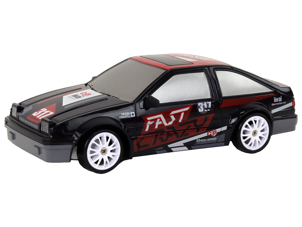 Carro Desportivo RC 1:24 Preto com Rodas Substituíveis