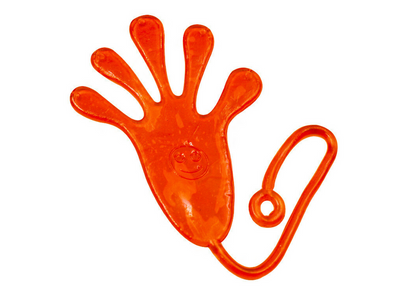 Mão Pegajosa Elástica com Slime Laranja