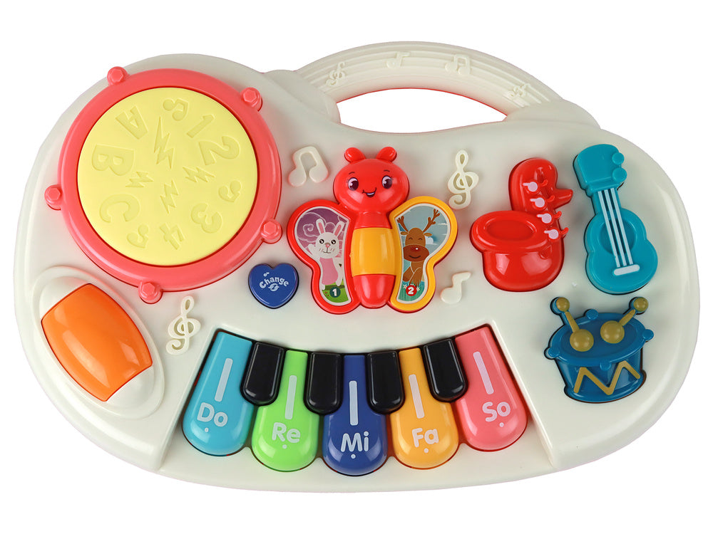 Painel Musical Educativo com Teclas de Piano e Borboletas