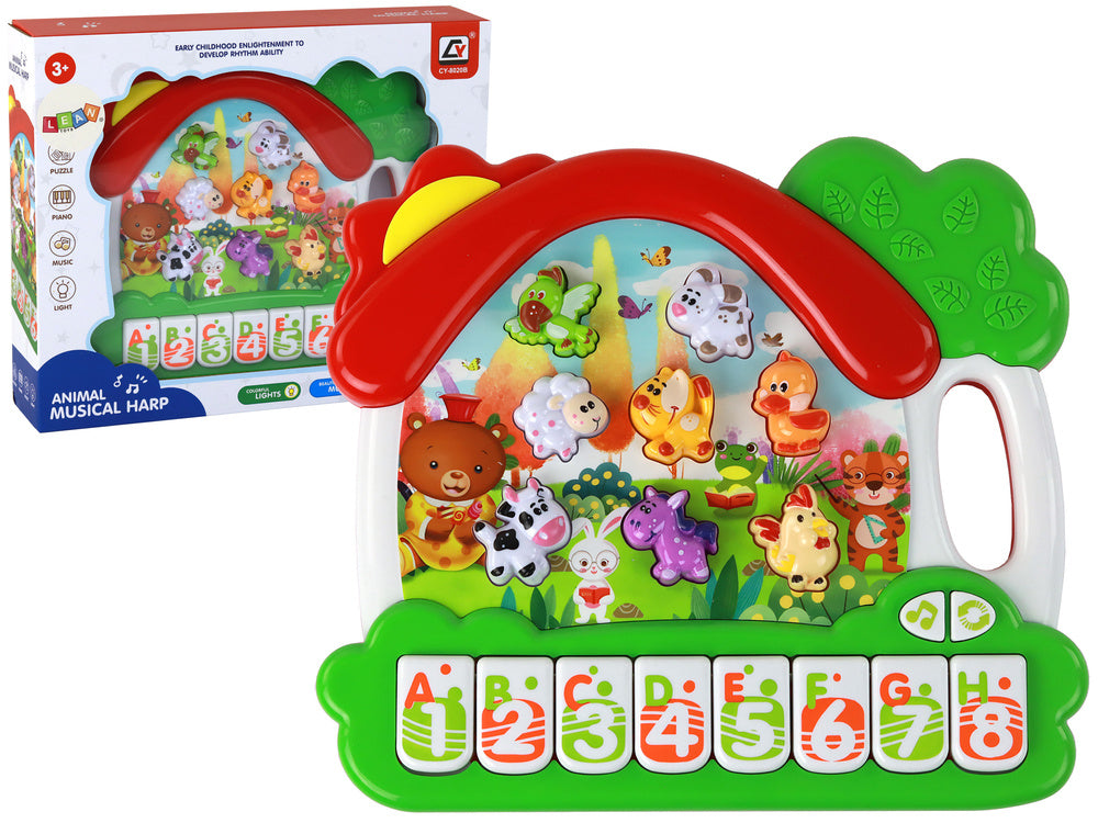 Órgão Piano com Animais para Aprender Inglês com Painel Educativo