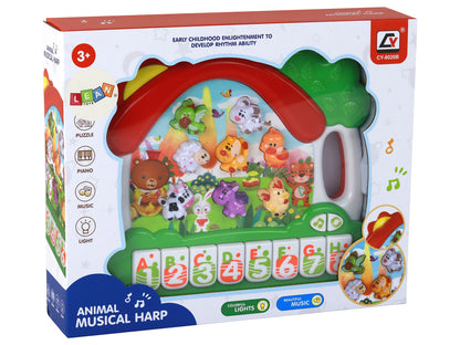 Órgão Piano com Animais para Aprender Inglês com Painel Educativo