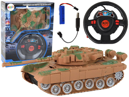Tanque RC com Luzes e Som Cor Areia 1:18 27MHz