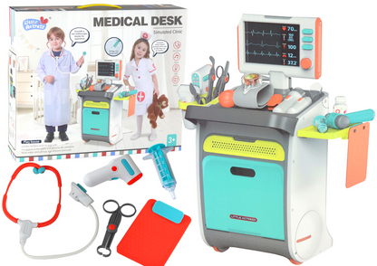 Conjunto médico infantil com carrinho acessórios raio-x ECG