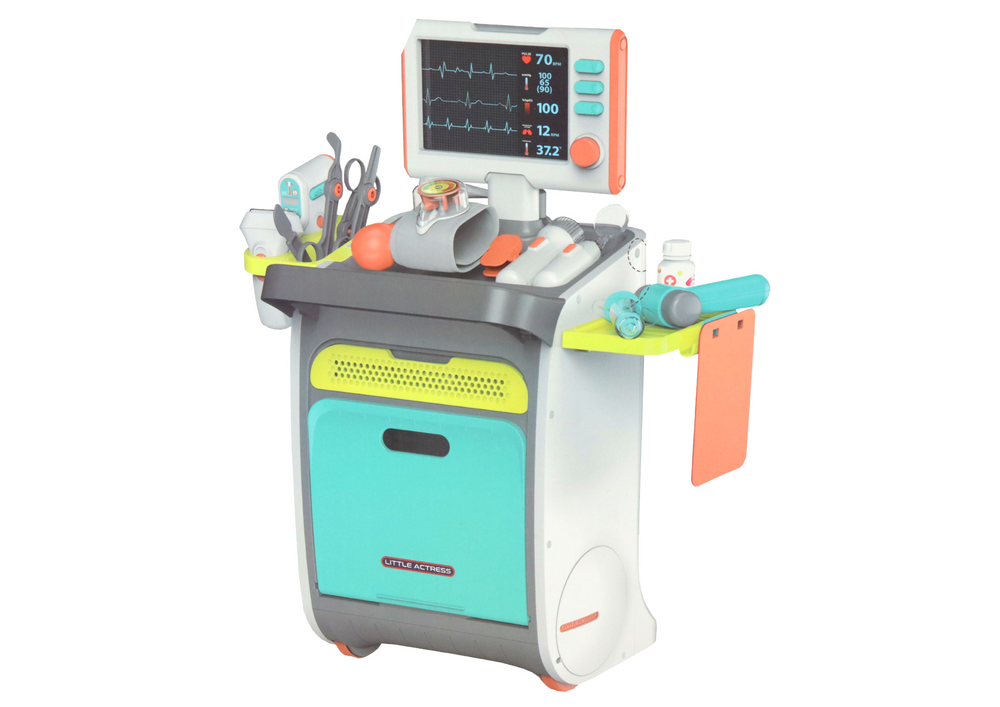 Conjunto médico infantil com carrinho acessórios raio-x ECG