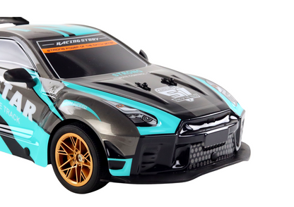 Carro desportivo RC grande 1:10 turquesa e preto
