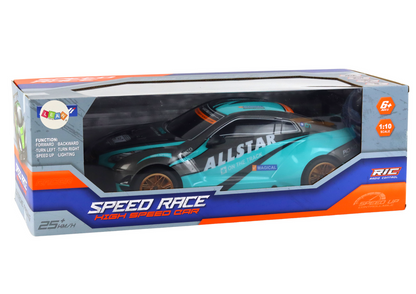 Carro desportivo RC grande 1:10 turquesa e preto