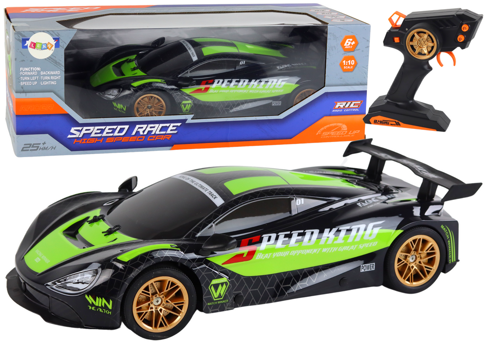 Carro desportivo RC grande 1:10 verde e preto