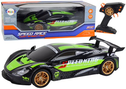 Carro desportivo RC grande 1:10 verde e preto