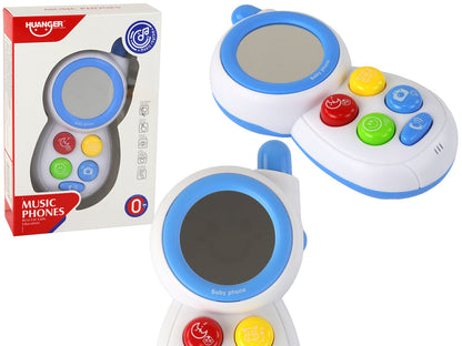 Telefone infantil interativo azul com luzes sons e espelho