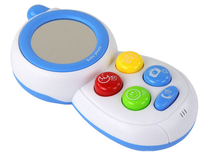 Telefone infantil interativo azul com luzes sons e espelho