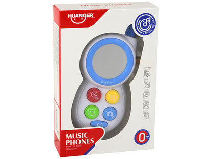 Telefone infantil interativo azul com luzes sons e espelho