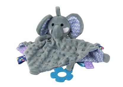 Peluche elefante com manta mordedor e chocalho