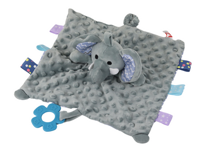 Peluche elefante com manta mordedor e chocalho