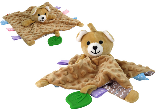 Peluche urso com manta mordedor e chocalho