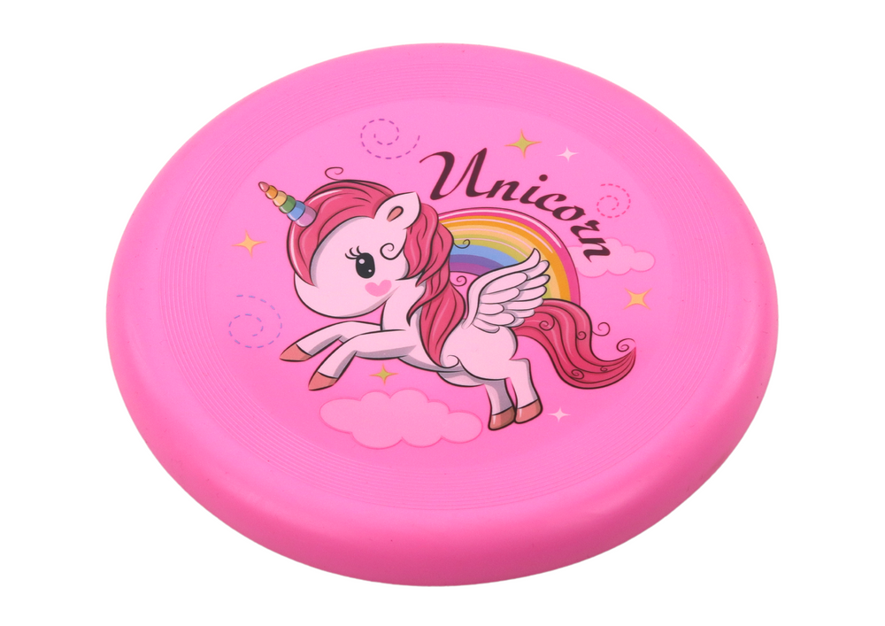 Frisbee disco voador unicórnio rosa 20 cm