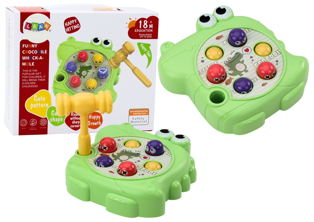 Jogo arcade bate no crocodilo com martelo verde