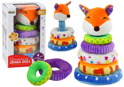 Peluche raposa pirâmide educativa colorida 27 cm