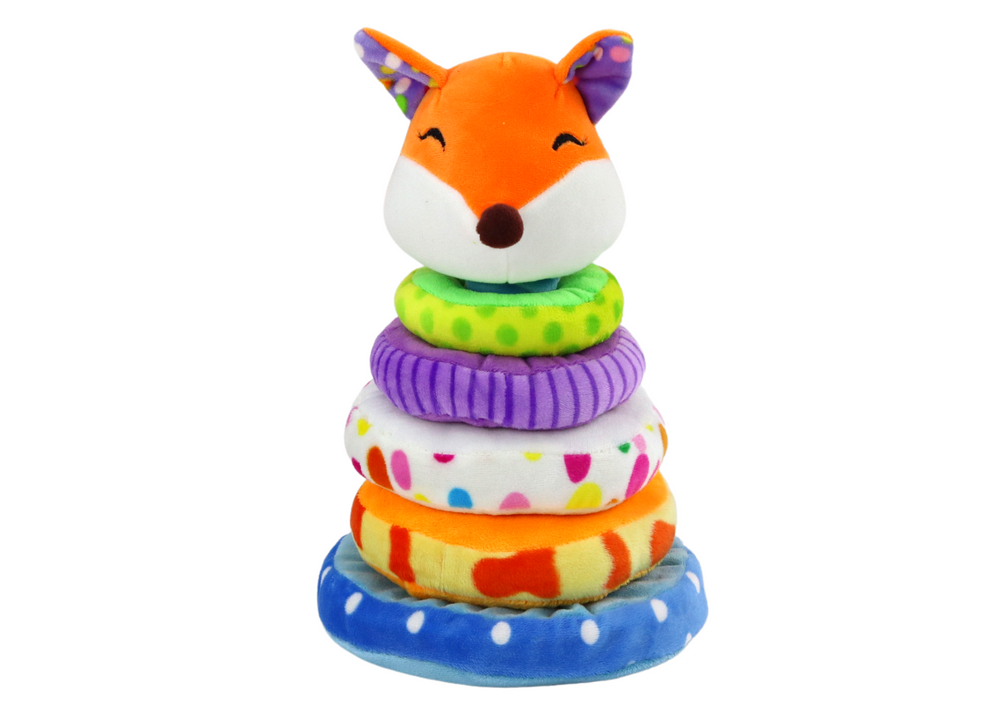 Peluche raposa pirâmide educativa colorida 27 cm