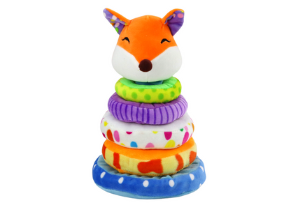 Peluche raposa pirâmide educativa colorida 27 cm