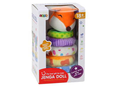 Peluche raposa pirâmide educativa colorida 27 cm