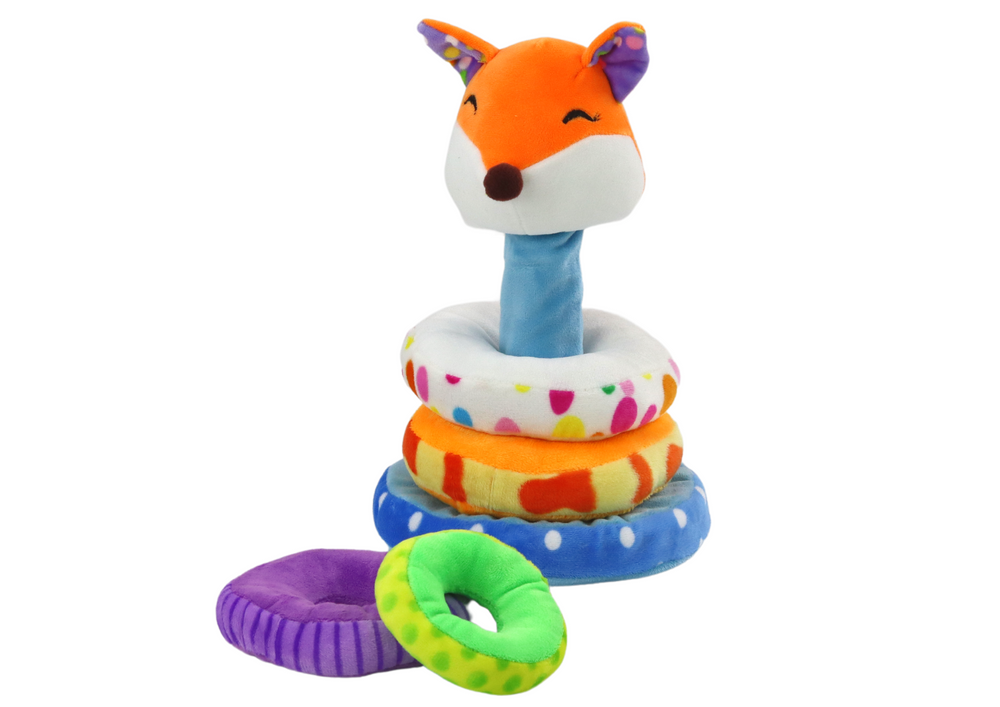 Peluche raposa pirâmide educativa colorida 27 cm
