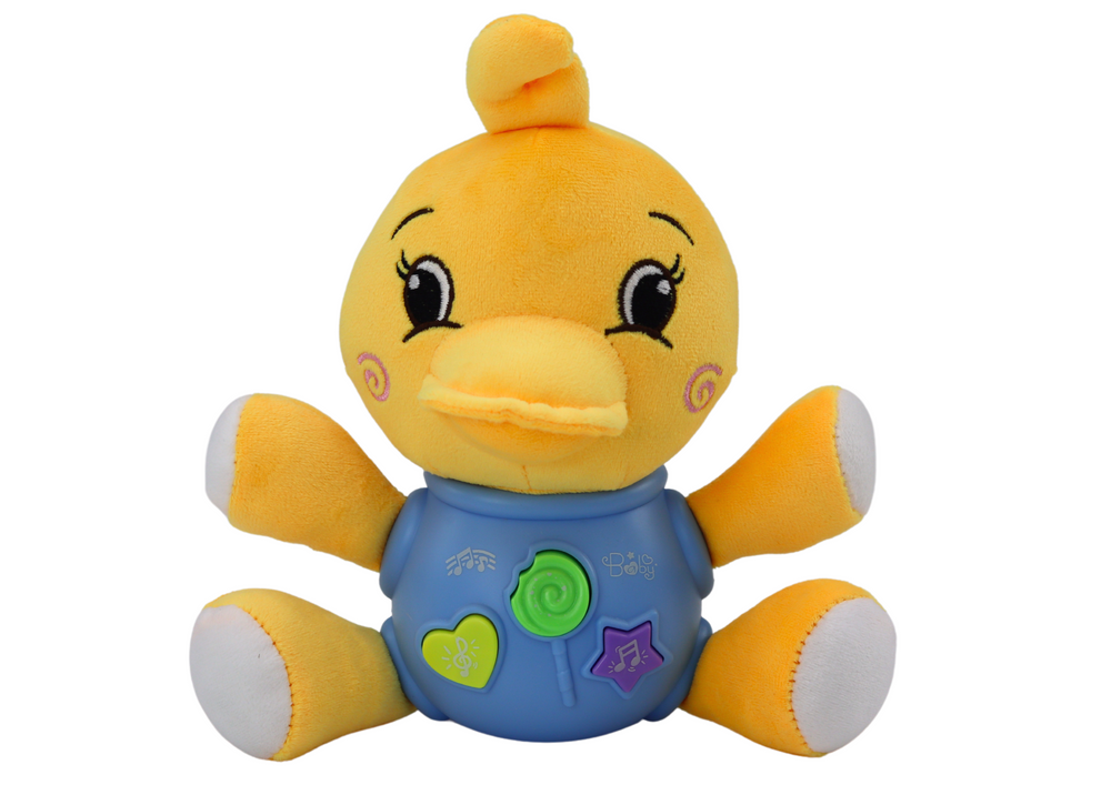 Peluche pato interativo amarelo com som 19 cm
