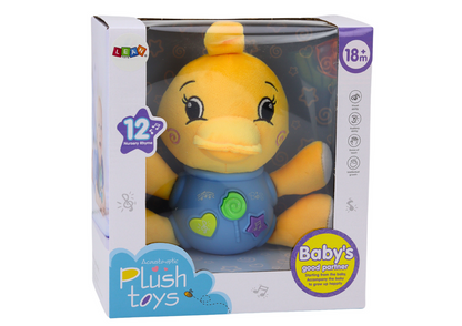Peluche pato interativo amarelo com som 19 cm