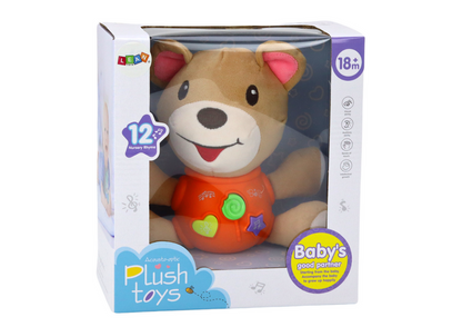 Peluche urso interativo laranja com som 23 cm