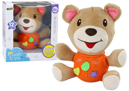 Peluche urso interativo laranja com som 23 cm