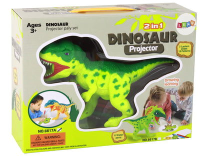 Projetor de Desenho Dinossauro T-Rex 2 em 1 com Marcadores e 18 Imagens