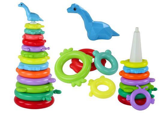 Pirâmide puzzle girafa 13 anéis colorida 43x18x18 cm