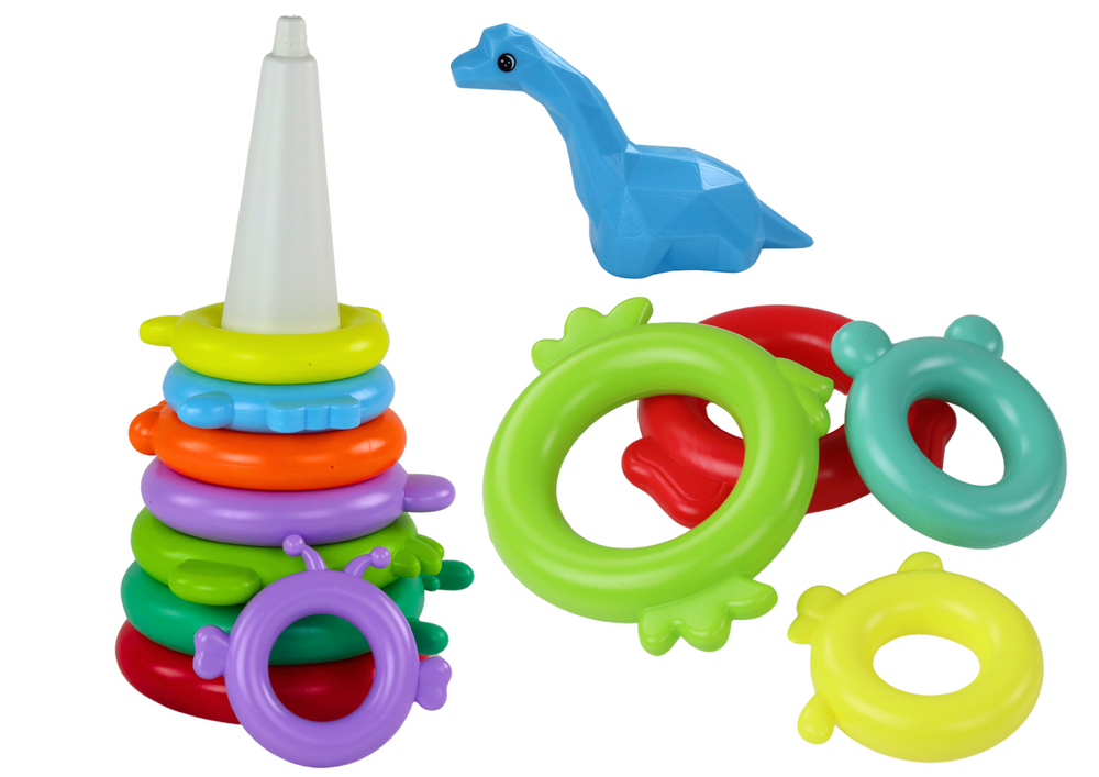 Pirâmide puzzle girafa 13 anéis colorida 43x18x18 cm