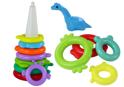 Pirâmide puzzle girafa 13 anéis colorida 43x18x18 cm