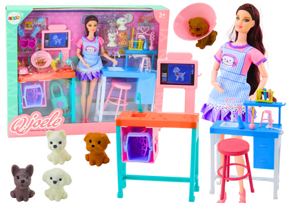 Boneca Veterinária com Mesa de Exame e Animais