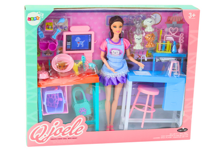 Boneca Veterinária com Mesa de Exame e Animais