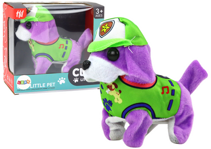 Peluche cão interativo anda e ladra roxo