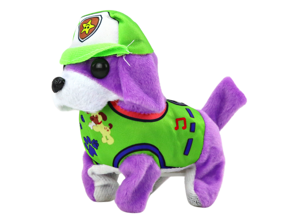 Peluche cão interativo anda e ladra roxo