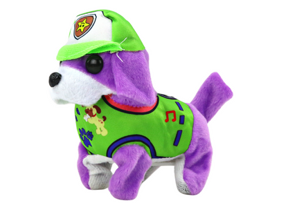 Peluche cão interativo anda e ladra roxo