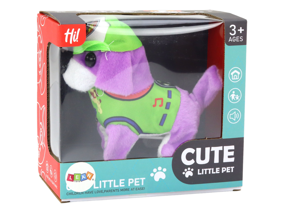 Peluche cão interativo anda e ladra roxo